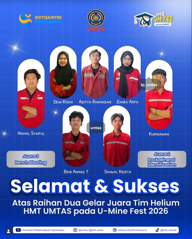 Mahasiswa Teknik Pertambangan UMTAS Raih Prestasi pada Lomba Rock Mineral Identification dan Bench Blast 2026
